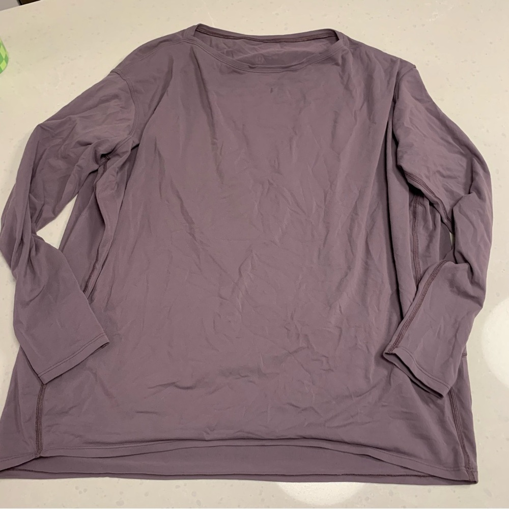 Lululemon Women's Long Sleeve Back in Action Top Rulu Size 6 Frosted Mulberry